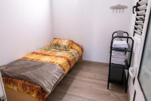 阿里纳加Casa Andrea Doria Arinaga B的一间小卧室,配有床和书架