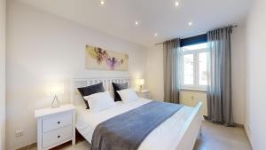 阿尔泽特河畔埃施STAY SMART Luxembourg Esch的卧室设有一张白色大床和一扇窗户。