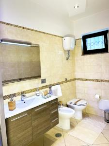 安格里Kiro Apartment Experience Pompei的一间带水槽、卫生间和镜子的浴室