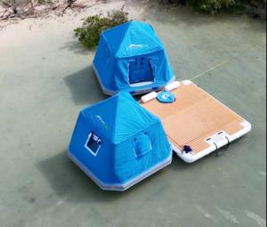 基韦斯特Bonnethead Key Floating Campground and Private Island的船舱的空中景致,设有帐篷