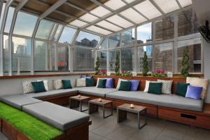 纽约Marriott Vacation Club®, New York City 的一个带窗户的房间里,有一个带沙发的温室