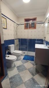 大加那利岛拉斯帕尔马斯CASA TEJERA II的一间带两个卫生间、淋浴和盥洗盆的浴室