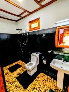 达瓦拉维Maika safari lodge的一间带卫生间和水槽的浴室