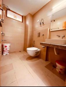 大吉岭Hotel Lee Green- best family hotel in Darjeeling的一间带卫生间和水槽的浴室