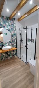 桑坦德Apartamentos Santander 1的带淋浴和卫生间的浴室