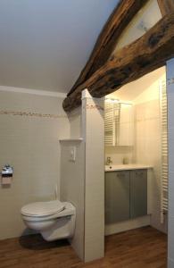 Rosnay-lʼHôpitalLe petit pre des marguerites的白色的浴室设有卫生间和水槽。
