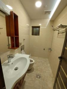 哈萨شقق كيان البستان للشقق المخدومة的一间带水槽和卫生间的浴室