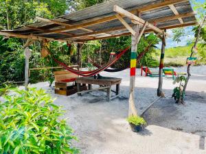 ZanderijLand of Promise - Reggae Escape的一个带吊床和野餐桌的游乐场