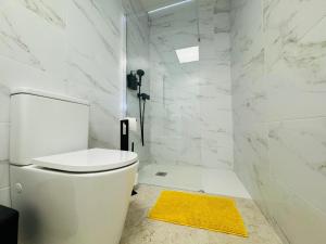 拉斯内格拉斯Villa Don Paco的白色的浴室设有卫生间和淋浴。