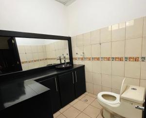 佩德纳莱斯CASA DE HOSPEDAJE PEDERNALES的一间带卫生间和水槽的浴室