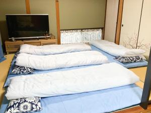 高松Oyado Nagomi - Vacation STAY 29876v的客房设有3个枕头和平面电视。