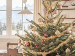 巴德哥依斯恩Strickerl的圣诞树上饰有圣诞饰物的圣诞树
