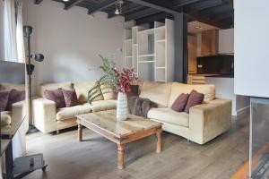 阿蒂斯Val Arties 2 by FeelFree Rentals的客厅配有两张沙发和一张咖啡桌