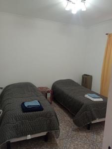 岑特纳里奥Casagrande Centenario的一间客房内配有两张床的房间