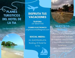 圣贝尔纳多德尔比恩托El Hotel De La Tía的海滩上的度假村的传单