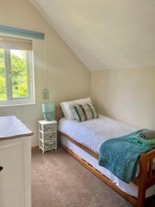 南塞尔尼Medway Lodge的一间小卧室,配有床和窗户
