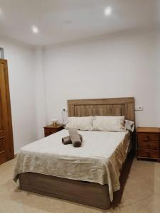 阿达莱斯Dúplex Caminito de Ardales的一间卧室配有一张床,上面有两条毛巾