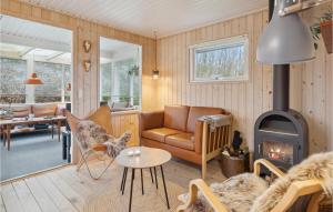 Neder LysabildAmazing Home In Sydals With Wifi的客厅设有壁炉和沙发。