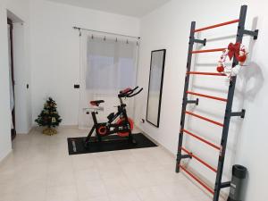 坎波巴索Pirandello45 - zona universitaria的一间设有健身自行车和圣诞树的房间