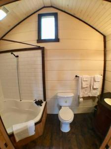 赛维尔维尔Tiny Home Cottage Near the Smokies #8 Helga的带浴缸、卫生间和盥洗盆的浴室