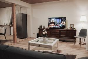 拉姆斯泰因-米森巴赫Charmantes & offenes Apartment的带沙发和电视的客厅