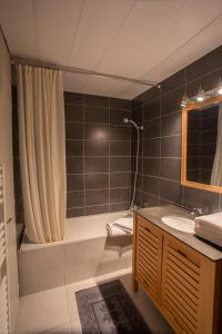 卡普费雷Le Lodge du Cap Ferret的带浴缸、水槽和淋浴的浴室