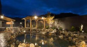 Tsuru Kotobuki-ke - Vacation STAY 15732的一座晚上在院子里的游泳池里放岩石