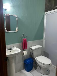 查帕拉Departamentos colibri y tortuga的浴室配有白色卫生间和盥洗盆。