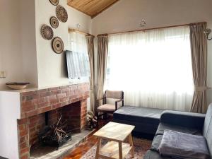 Naro MoruWarm and Inviting Mountain Cottage的带沙发和壁炉的客厅