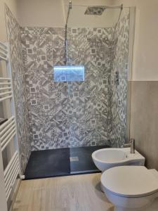 卡萨莱蒙费拉托Cà Fiamma的一间带两个卫生间和淋浴的浴室