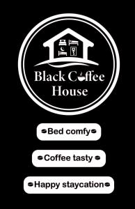 奥克兰Black Coffee House的黑色背景的黑色咖啡屋标志