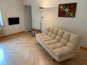 MitlödiRevier schlicht und bahnsinnig的带沙发和平面电视的客厅
