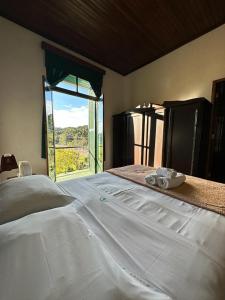 圣弗朗西斯科-迪保拉卡瓦林霍布兰科酒店的窗户客房内的一张大白色床