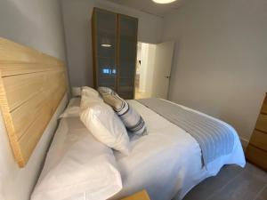 阿拉色那Aracena Flat Noria的一间卧室配有带白色床单和枕头的床。