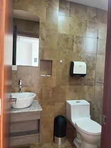 洛哈HOSTAL CAMIL的一间带卫生间和水槽的浴室