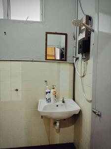 大山脚SEMI-D Taman Impian, Bukit Mertajam, 15pax的一间带水槽和镜子的浴室