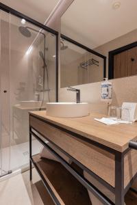 毕尔巴鄂Bilder Boutique Hotel的一间带水槽和淋浴的浴室