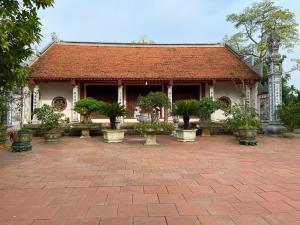 河内Tâm Viên Homestay Hà Nội的前面有盆栽植物的建筑