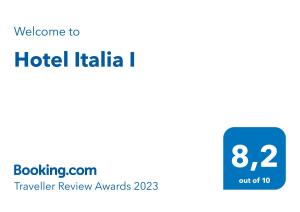 齐克拉约Hotel Italia I的带有酒店意大利标志的酒店意大利网站的截图
