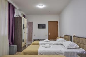 KhuloHotel Lile • სასტუმრო ლილე的一间酒店客房,设有两张床和电视