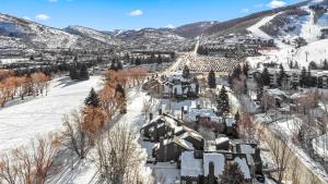 帕克城Quicksilver by AvantStay Park City Town House in Great Location的雪地中度假村的空中景观