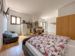 诺维格勒伊斯特拉Apartment Tomas的一间带大床的卧室和一间厨房