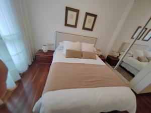 毕尔巴鄂Habitación con baño privado en el centro de Bilbao的一间卧室配有一张大床和两个枕头