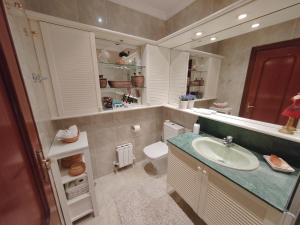 毕尔巴鄂Habitación con baño privado en el centro de Bilbao的一间带水槽和卫生间的浴室