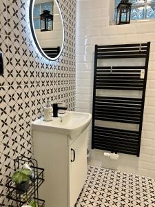 布拉迪斯拉发Studio Apartment Dandelion的浴室设有白色水槽和镜子
