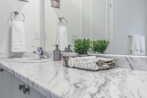 MidhurstCustom Build 5 Bedroom Villa (Ski Resort)的浴室的柜台设有水槽和镜子