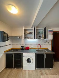 乌斯怀亚Ushuaia_aparts Depto 1的厨房配有水槽和洗衣机