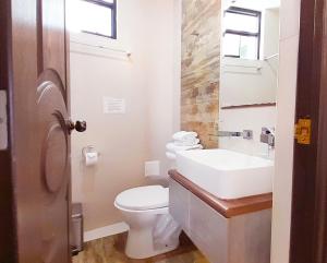 阿雷基帕Hotel La Casa de Irma的浴室配有白色卫生间和盥洗盆。