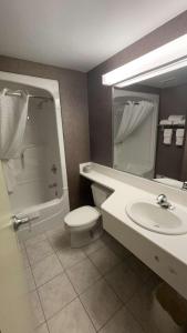 尼亚加拉瀑布伦迪斯公路康福特茵酒店的一间带卫生间、水槽和镜子的浴室