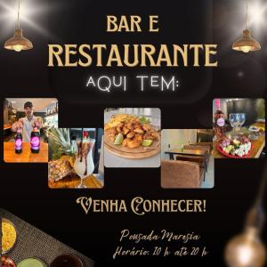 里约达欧特拉斯马雷西亚科斯塔阿苏尔旅馆的餐馆照片的拼合物,上面有一盘食物